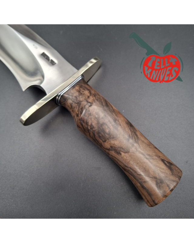 Randall Made Knives Model Sasquatch Large forged carbon steel walnut handle nickel silver guard brown leather sheath