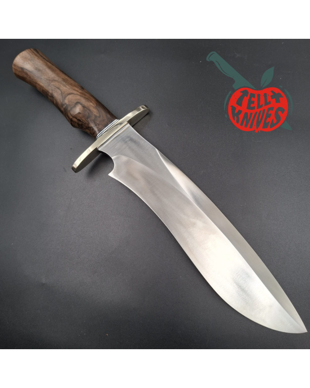 Randall Made Knives Model Sasquatch Large forged carbon steel walnut handle nickel silver guard brown leather sheath