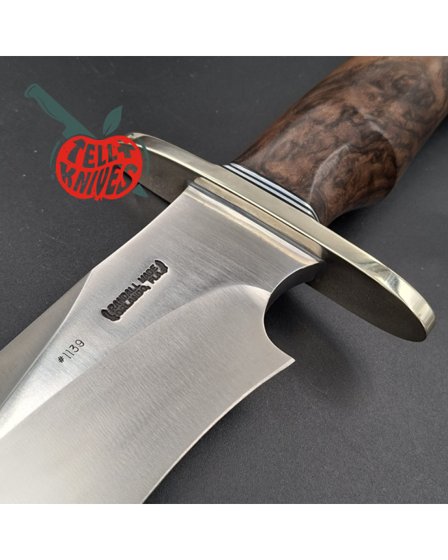 Randall Made Knives Model Sasquatch Large forged carbon steel walnut handle nickel silver guard brown leather sheath