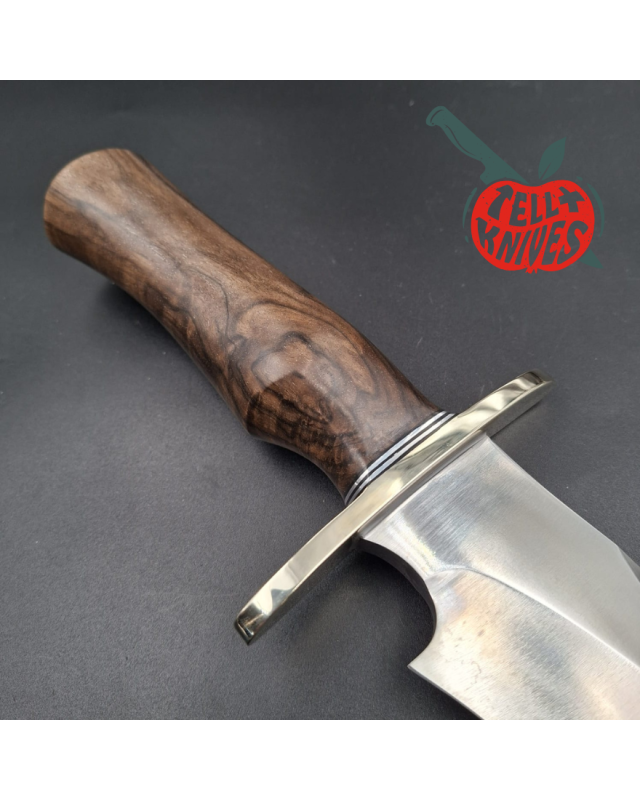 Randall Made Knives Model Sasquatch Large forged carbon steel walnut handle nickel silver guard brown leather sheath