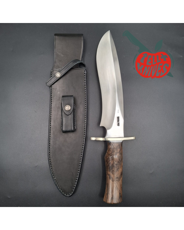 Randall Made Knives Model Sasquatch Large forged carbon steel walnut handle nickel silver guard brown leather sheath