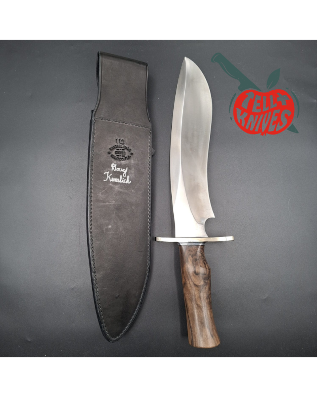Randall Made Knives Model Sasquatch Large forged carbon steel walnut handle nickel silver guard brown leather sheath