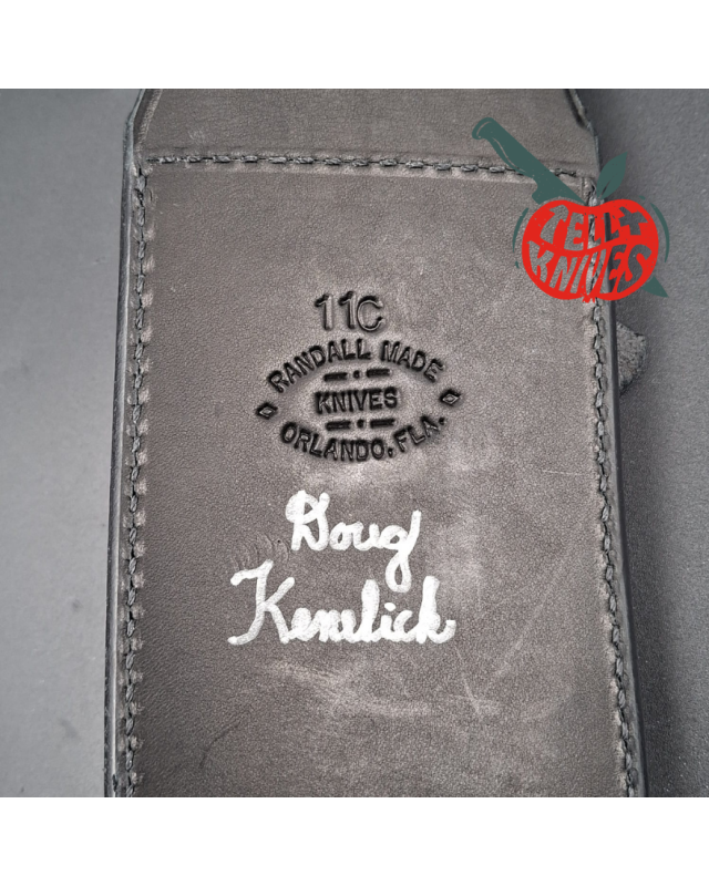 Randall Made Knives Model Sasquatch Large forged carbon steel walnut handle nickel silver guard brown leather sheath
