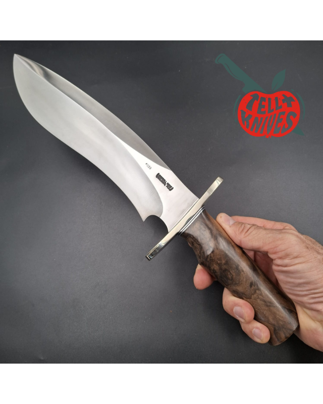 Randall Made Knives Model Sasquatch Large forged carbon steel walnut handle nickel silver guard brown leather sheath