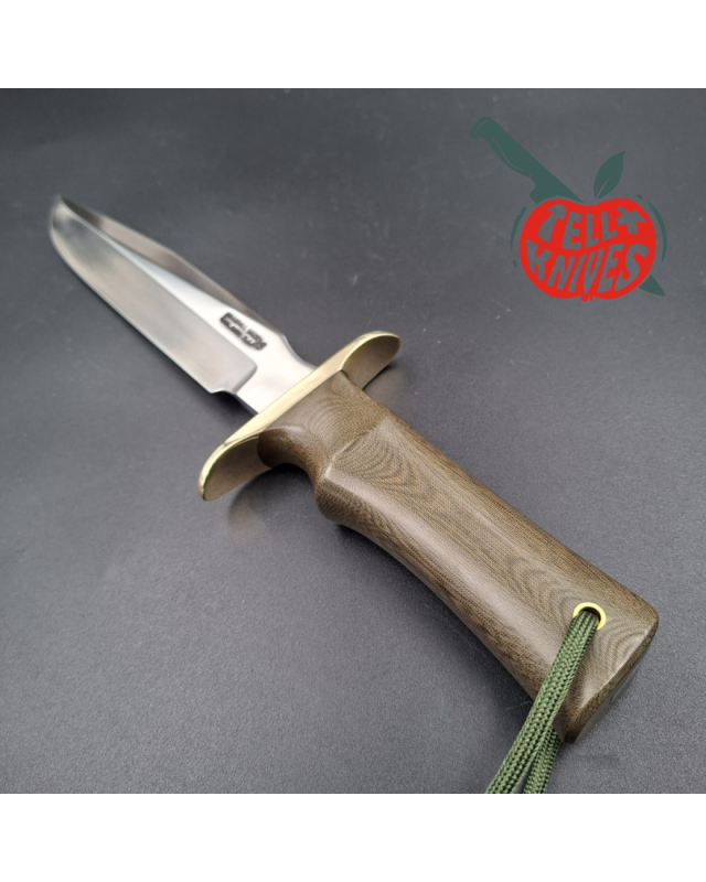 Randall Made Knives Model 16 SP1 Fighter forged stainless steel brass micarta handle brass guard brown leather sheath