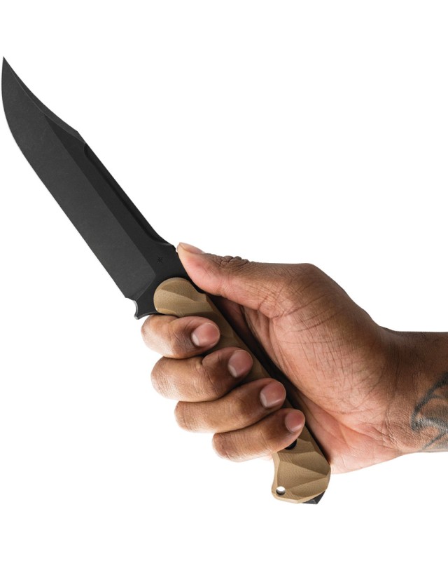 Toor Valor MK1 Fixed Blade Omaha Black Oxide CPM Cru-Wear Steel Blade Tan G10 Handle