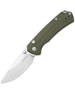 Kizer T1 BD Button Lock Nitro V Steel Blade Green Micarta Handle