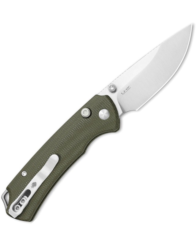 Kizer T1 BD Button Lock Nitro V Steel Blade Green Micarta Handle