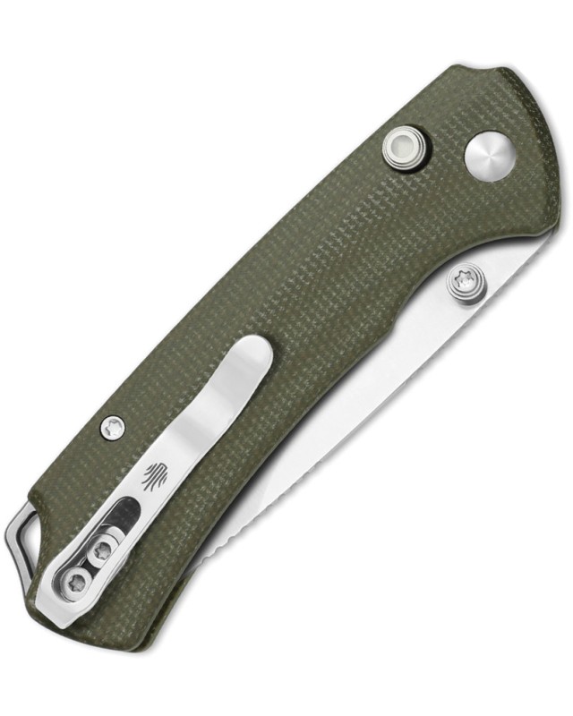 Kizer T1 BD Button Lock Nitro V Steel Blade Green Micarta Handle