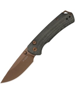 Kizer T1 BD Button Lock PVD Nitro V Steel Blade Black Micarta Handle