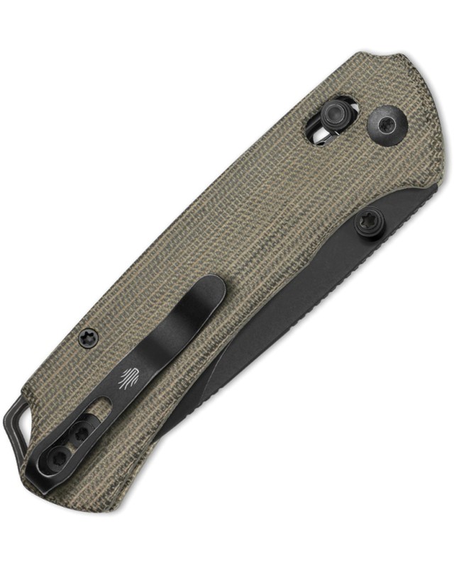 Kizer T1 CD Button Lock Blackwash Nitro V Steel Blade Green Micarta Handle