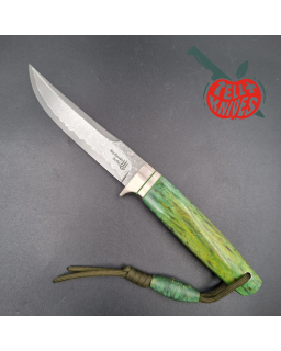 Sergey Shidlovskiy Custom Knives Model Hunter Lizard VG-10 laminate steel silver nickel guard green Karelian Birch wood