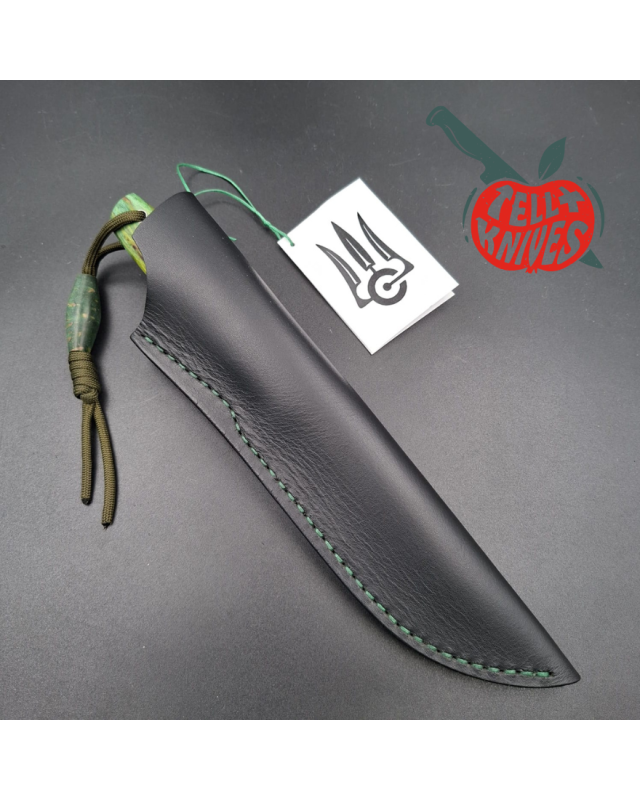 Sergey Shidlovskiy Custom Knives Model Hunter Lizard VG-10 laminate steel silver nickel guard green Karelian Birch wood