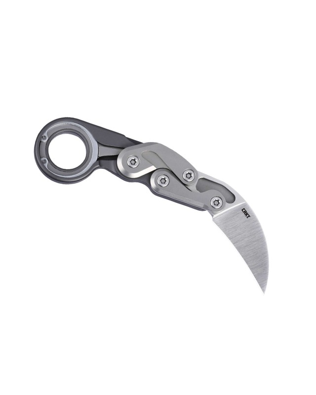 CRKT Provoke Karambit Folding Knife  D2 Steel Blade Grey aluminium handle finger ring