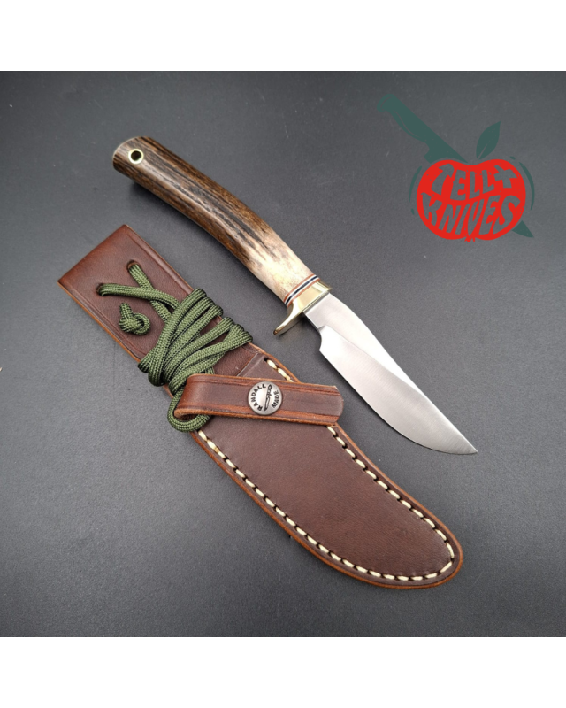 Randall Made Knives Model GTR Special forged stainless steel brass guard stag handle brown leather sheath