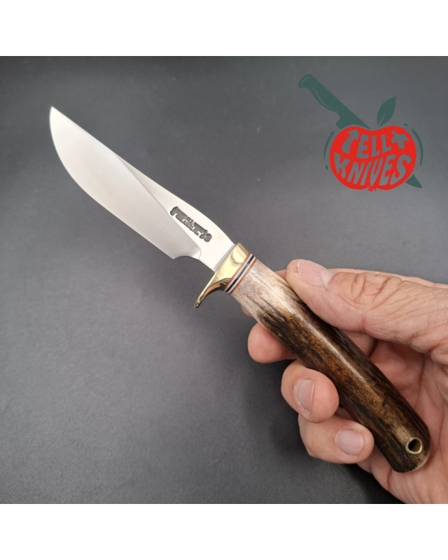 Randall Made Knives Model GTR Special forged stainless steel brass guard stag handle brown leather sheath