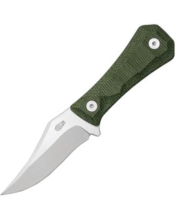 Auxiliary Manufacturing Deadhead Pocket Bowie fixed blade 14C28N stainless steel green canva micarta handle