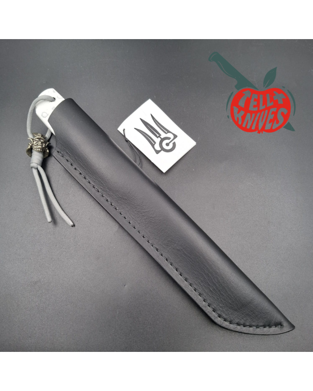 Sergey Shidlovskiy Custom Knives Tanto Blade Black Mosaic Damascus steel silver nickel guard artificial stone handle