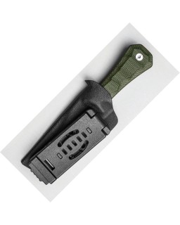 Auxiliary Manufacturing Deadhead Pocket Bowie fixed blade 14C28N stainless steel green canva micarta handle