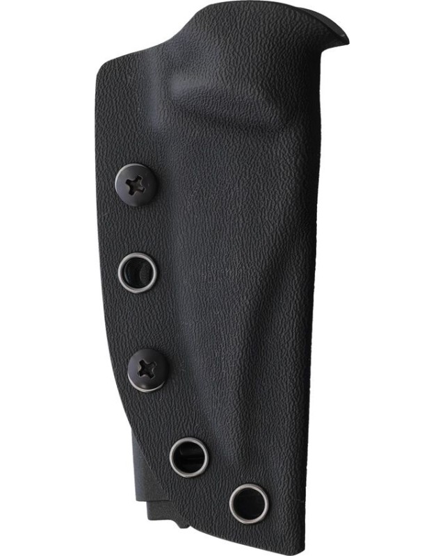 Auxiliary Manufacturing Deadhead Pocket Bowie fixed blade gold rose coated 14C28N stainless steel blue canva micarta handle