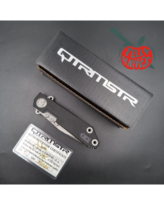 Quartermaster QTR-8 folding knife BD-4P stainless steel stonewash finish black G10 handle framelock