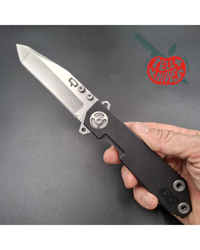 Quartermaster QTR-8 folding knife BD-4P stainless steel stonewash finish black G10 handle framelock