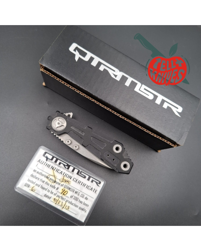 Quartermaster QTR-6 folding knife BD-4P stainless steel stonewash finish black G10 handle framelock