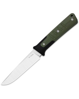 Kizer Area Eight Fixed Blade Satin AEB-L Steel Blade OD Green Black G10 Handle