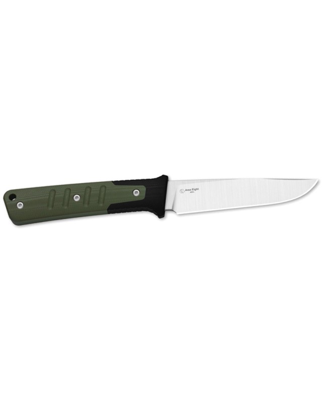 Kizer Area Eight Fixed Blade Satin AEB-L Steel Blade OD Green Black G10 Handle