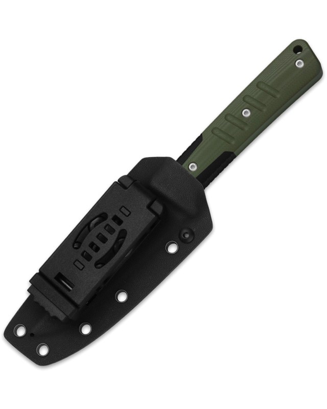 Kizer Area Eight Fixed Blade Satin AEB-L Steel Blade OD Green Black G10 Handle