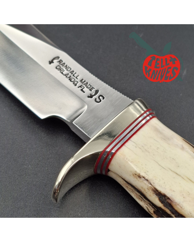 Randall Made Knife Stanaback Special stainless steel blade nickel silver guard stag handle plum leather sheath