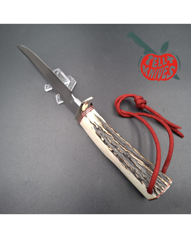 Randall Made Knife Stanaback Special stainless steel blade nickel silver guard stag handle plum leather sheath