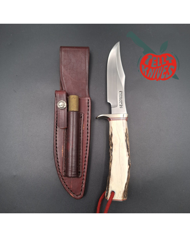 Randall Made Knife Stanaback Special stainless steel blade nickel silver guard stag handle plum leather sheath