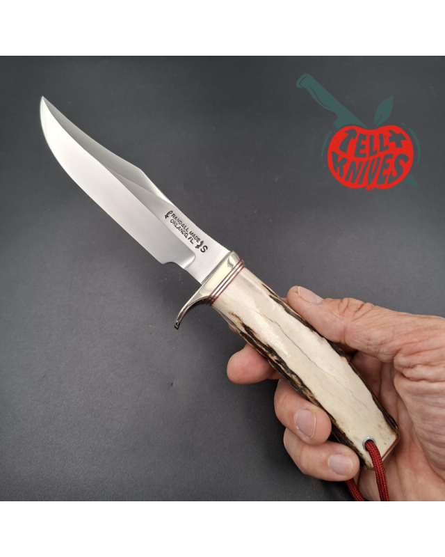 Randall Made Knife Stanaback Special stainless steel blade nickel silver guard stag handle plum leather sheath