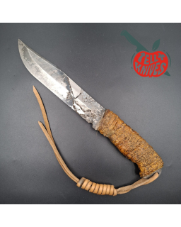 La Grotte du Loup Custom Knife Zombier Slasher fixed blade full tang ELMAX steel Apocalyptic finish cord handle