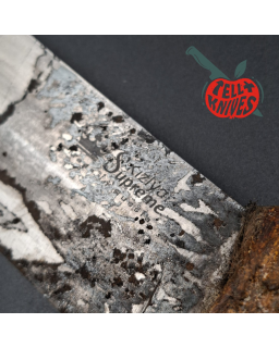 La Grotte du Loup Custom Knife Zombier Slasher fixed blade full tang ELMAX steel Apocalyptic finish cord handle