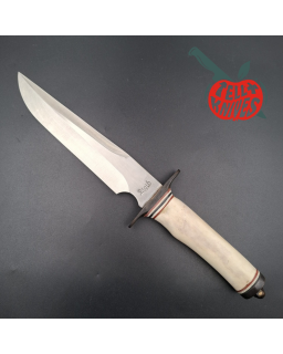La Grotte du Loup White Bone Fighter forged RG45 japan stainless steel blade brass guard and pommel bone handle