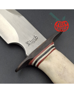 La Grotte du Loup White Bone Fighter forged RG45 japan stainless steel blade brass guard and pommel bone handle