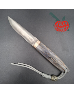 Sergey Shidlovskiy Custom Knives Model Dandy Laminate ELMAX stainless steel silver nickel guard Karelian Birch wood handle