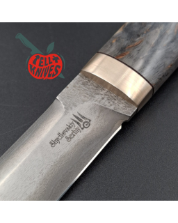 Sergey Shidlovskiy Custom Knives Model Dandy Laminate ELMAX stainless steel silver nickel guard Karelian Birch wood handle
