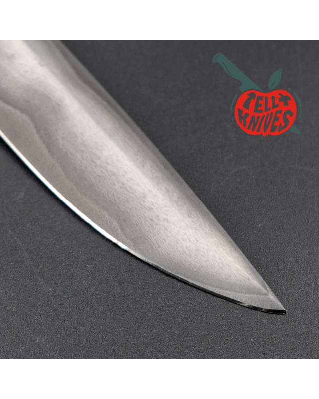 Sergey Shidlovskiy Custom Knives Model Dandy Laminate ELMAX stainless steel silver nickel guard Karelian Birch wood handle