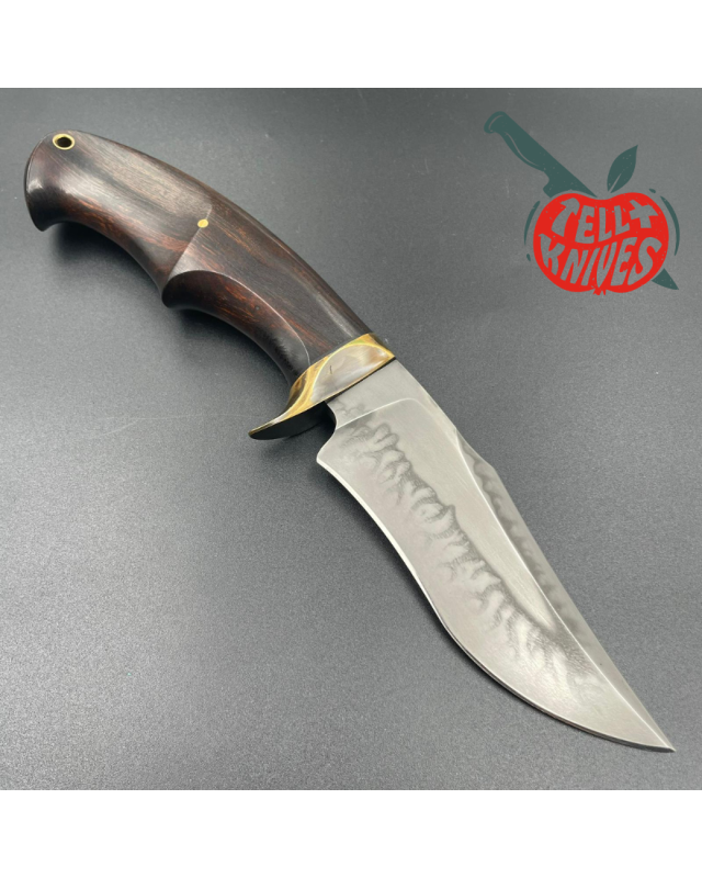 Jan Hafinec Custom Knife Fixed Blade Hunter C105 Carbon Steel brass guard ironwood handle leather sheath