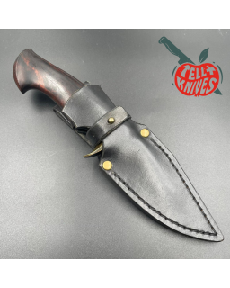 Jan Hafinec Custom Knife Fixed Blade Compact Hunter C105 Carbon Steel brass guard ironwood handle leather sheath