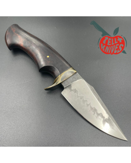 Jan Hafinec Custom Knife Fixed Blade Compact Hunter C105 Carbon Steel brass guard ironwood handle leather sheath