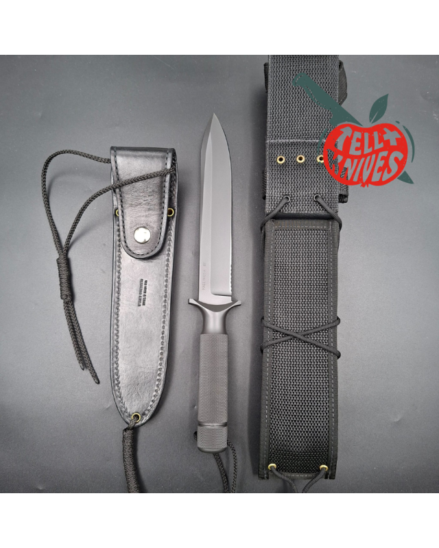 Chris Reeve 1996 Project 1 D2 tool steel grey cerakote coated fixed blade leather sheath and tactical sheath