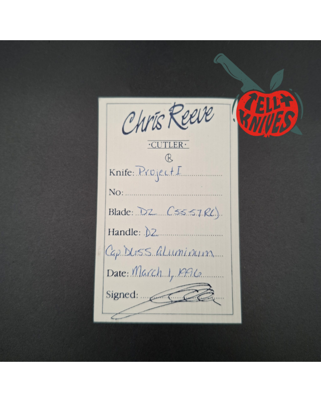 Chris Reeve 1996 Project 1 D2 tool steel grey cerakote coated fixed blade leather sheath and tactical sheath