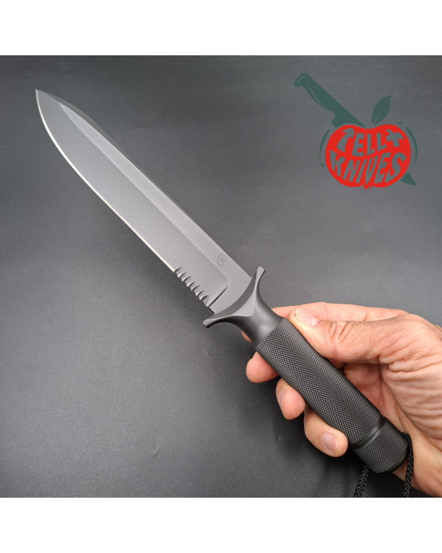 Chris Reeve 1996 Project 1 D2 tool steel grey cerakote coated fixed blade leather sheath and tactical sheath