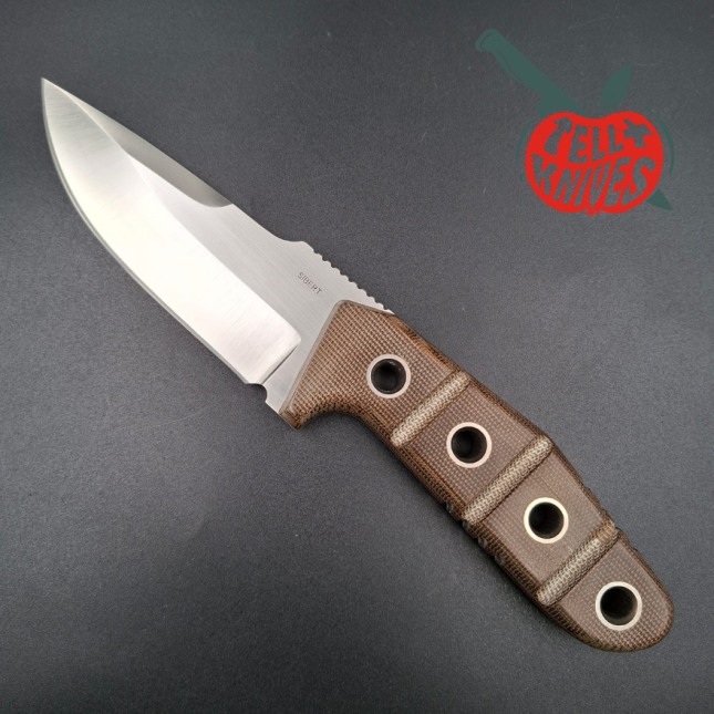 Sibert 2021 Free Radical 2 hollow grind full tang S30V stainless steel satin finish fixed blade brown micarta handle