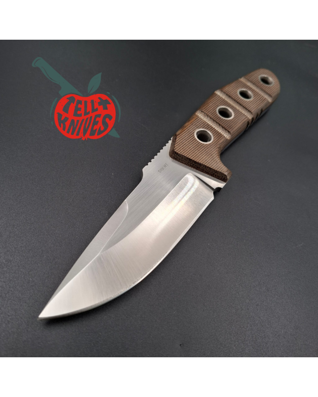 Sibert 2021 Free Radical 2 hollow grind full tang S30V stainless steel satin finish fixed blade brown micarta handle