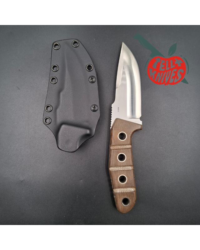 Sibert 2021 Free Radical 2 hollow grind full tang S30V stainless steel satin finish fixed blade brown micarta handle